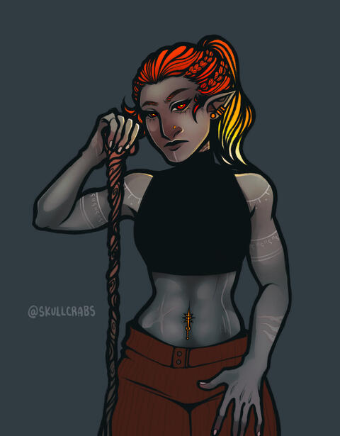 DnD Yasmin (fire genasi monk)